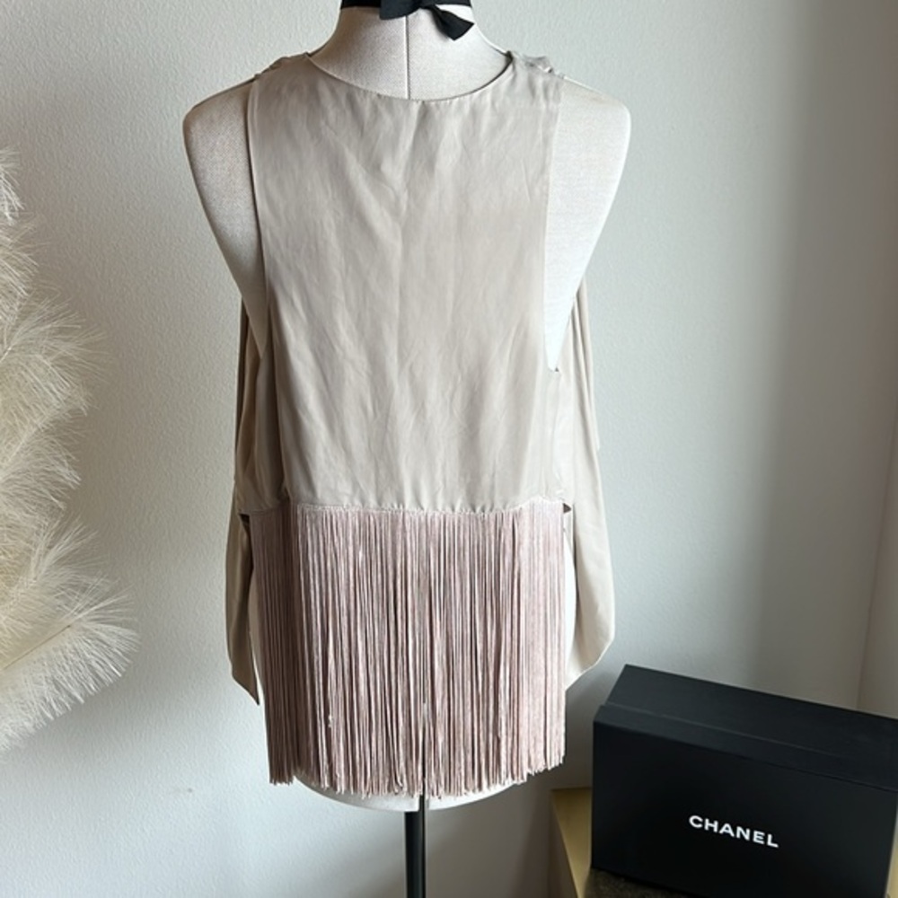 Bebe Neutral Tan Vintage Fringe Vest